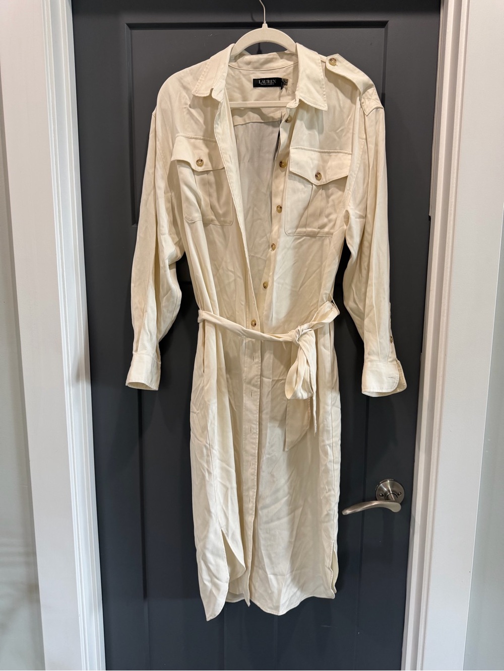 Lauren Ralph Lauren Cream Button-Front Shirt Dress